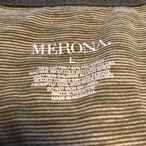 Merona Striped 3-Button Green Henley - Picture 3 of 4